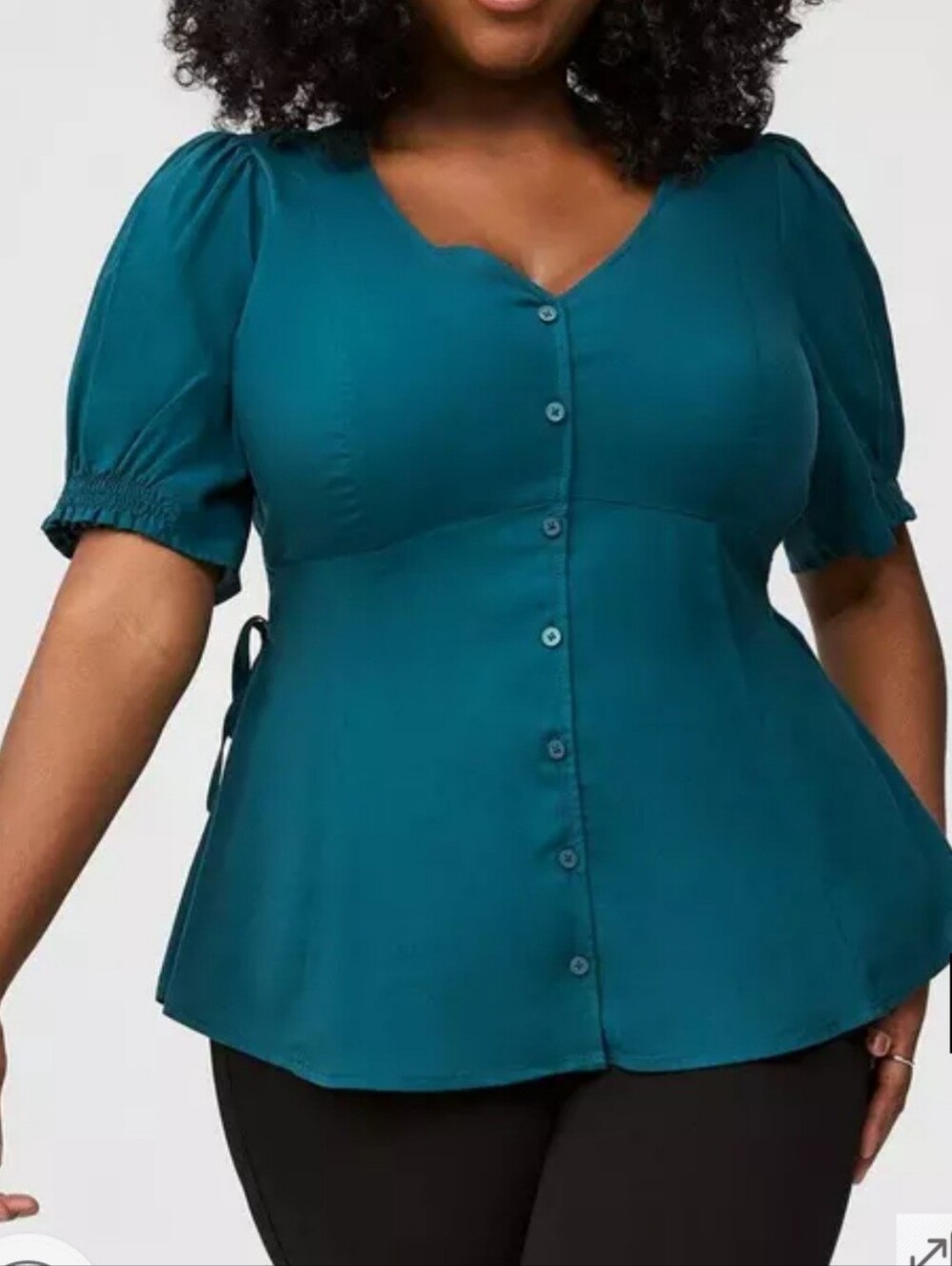 Torrid Size 1 Side Tie Short Sleeve Top, New Never Worn